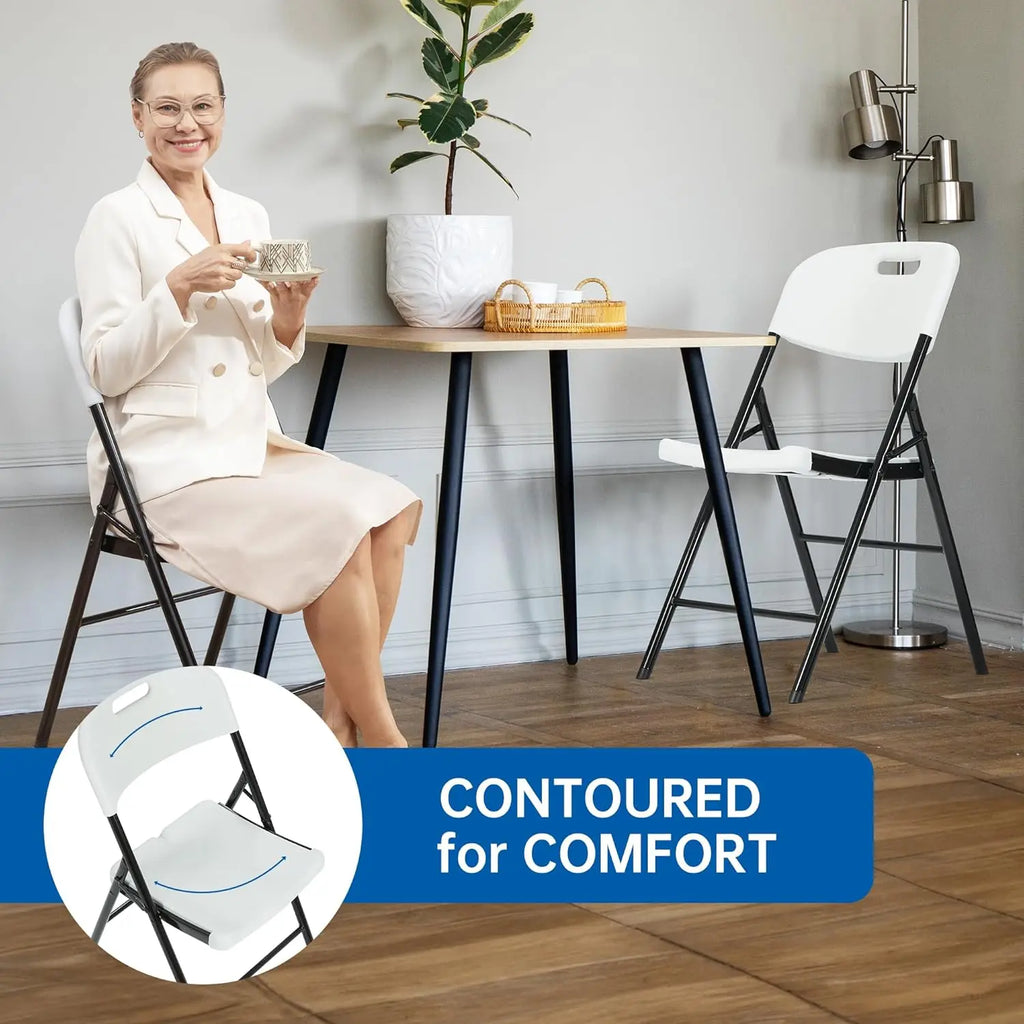10 Pack Thicker 800 LBS White Folding Chairs, Commercial Grade Folding Chair, Foldable Chairs for Events