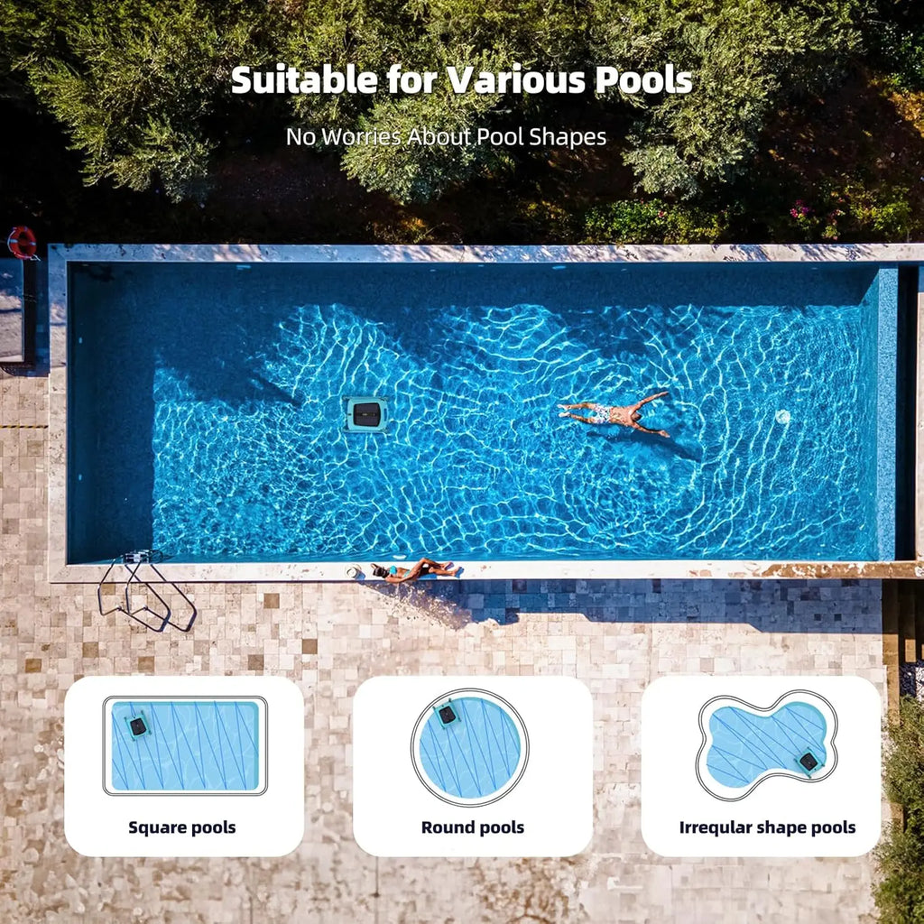 Solar Powered Pool Skimmer Robot: Automatic Pool Surface Skimmer Cleaner, Robotic Pool Skimmer/ Dual Charging Modes, Custom