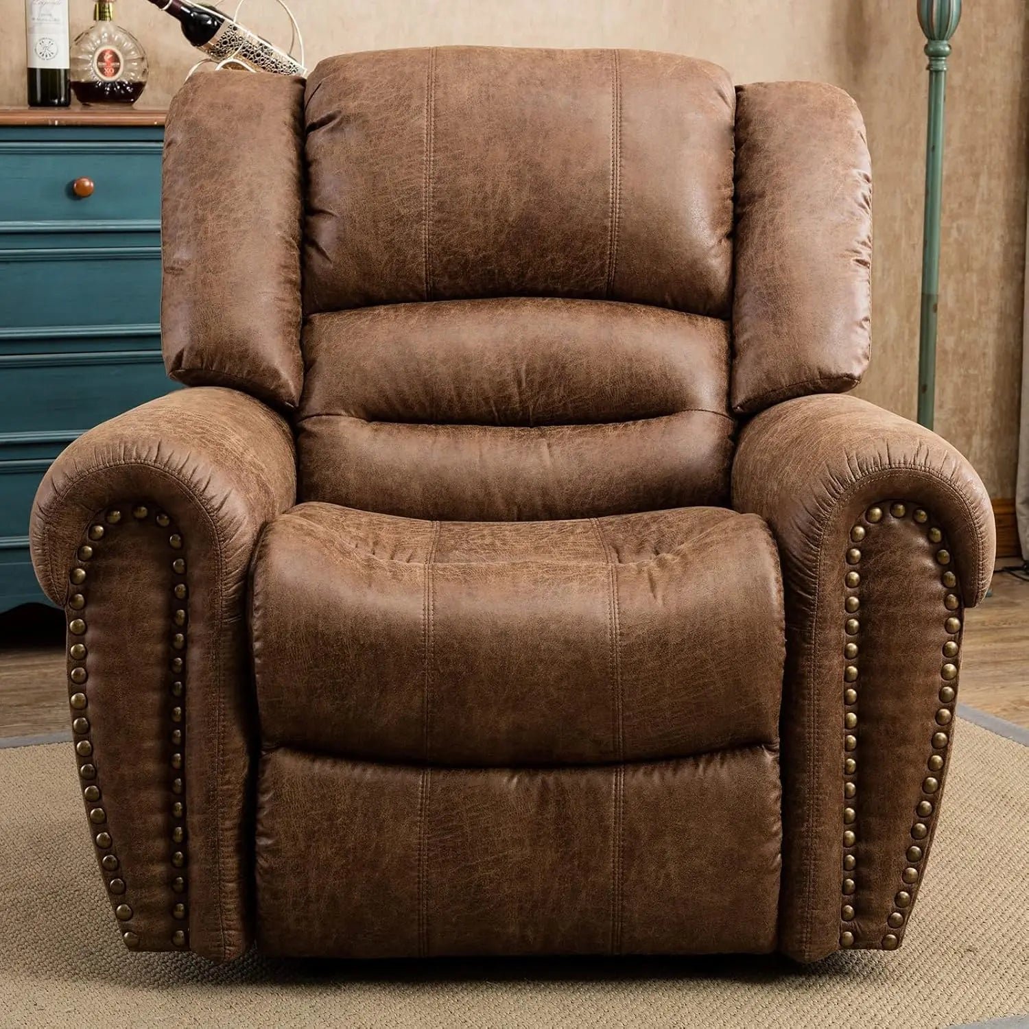 Leather Recliner Chair, Classic and Traditional Manual Recliner Chair