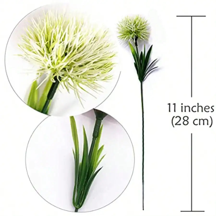 8434-Fake Dandelion Flowers/ White 10 Pcs, Artificial Plants Plastic Shrubs/ Bushes Decor Faux Stems Outdoor/ Indoor Home Garden Party Wedding DIY Planting Filler Decoration