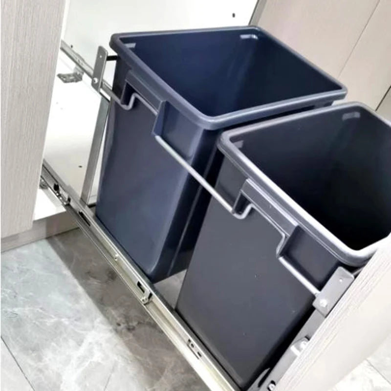 Kitchen Basket Hidden Recessed Trash Can with Lid,  Big Compartment Waste Bins,  Sink- Sorting Kitchen Storage Accessories