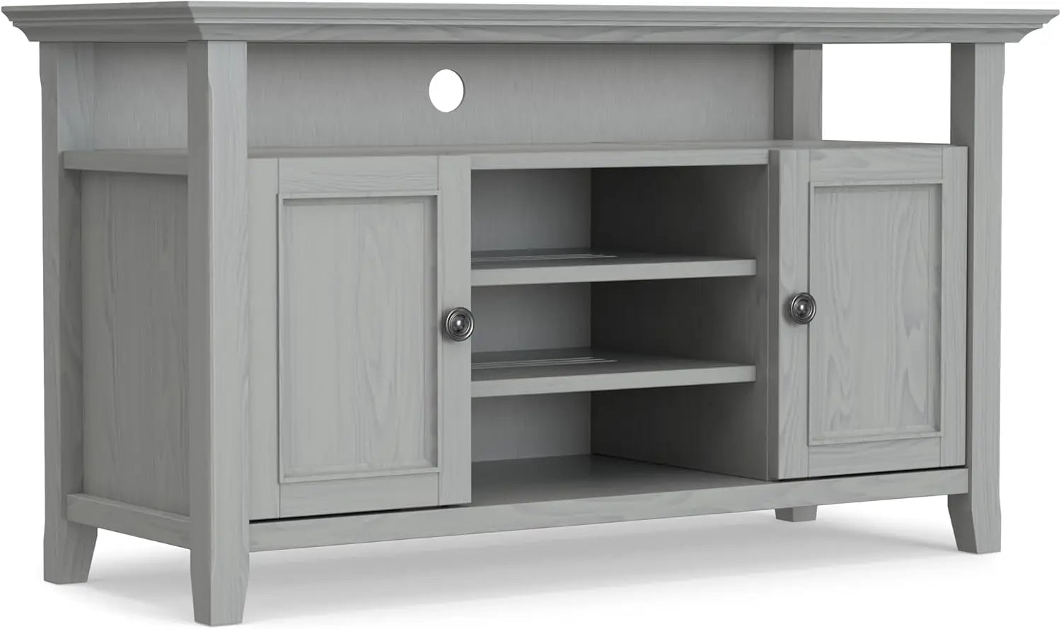 Solid Wood Universal TV Media Stand, 54 Inch Wide, Transitional, Living Room Entertainment Center, Storage Cabinet