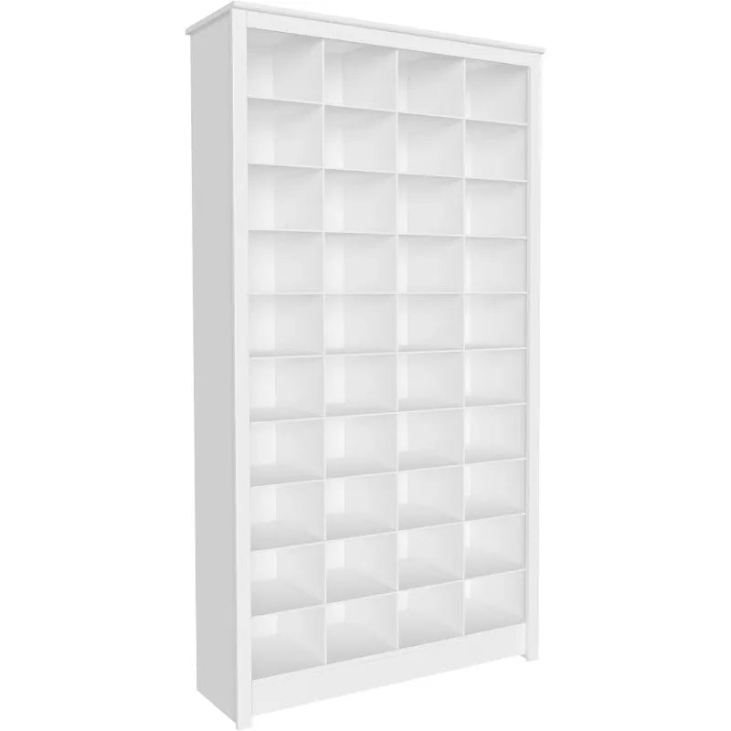 White Tall Storage Cabinet, Shoe Cabinet, Cube Storage Organizer with 40 Shoe Cubbies 13" D x 39.5" W x 72.5" H