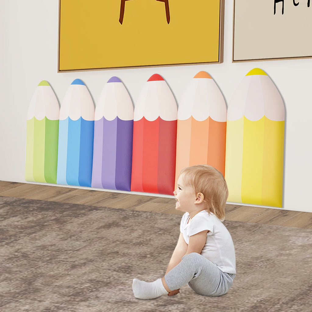 6 PCS Pencil Wall Stickers Anti-Collision Wall Padding for Kids/ Thickness 3cm Self-Adhesive Children's Room Wallpaper