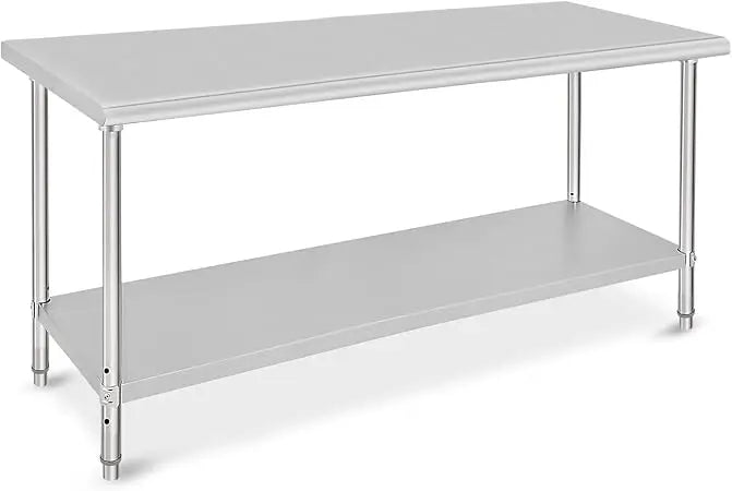 Commercial Grade 72 x 30 Stainless Steel Prep Table with Adjustable Shelf and Wheels