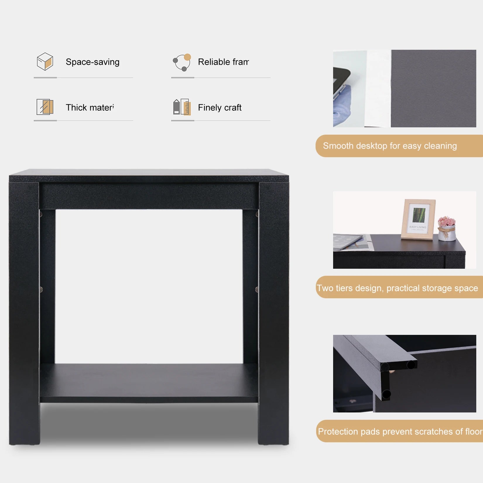 LUVODI Narrow Sofa Side Table with 2-Tier Open Storage Spaces Modern Living Room Offices End Table Nightstand for Bedroom