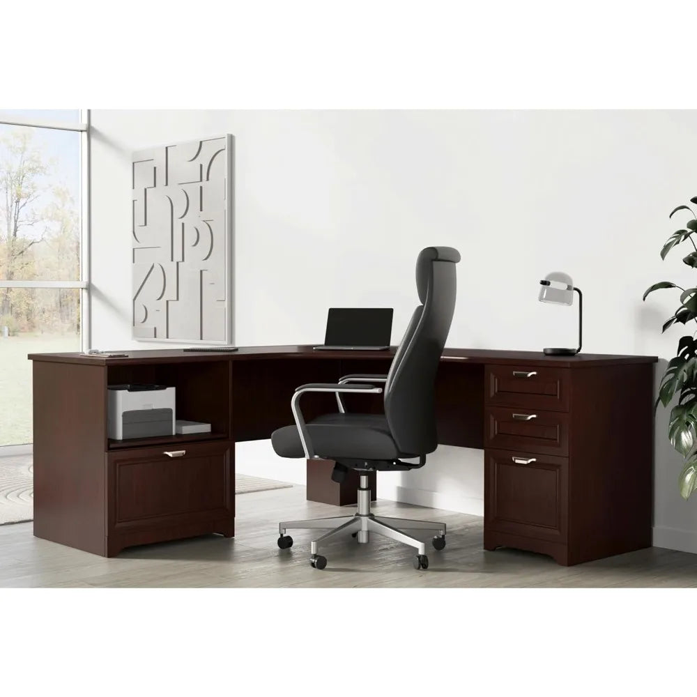 71" Wide Cherry L-Shaped Corner Desk
