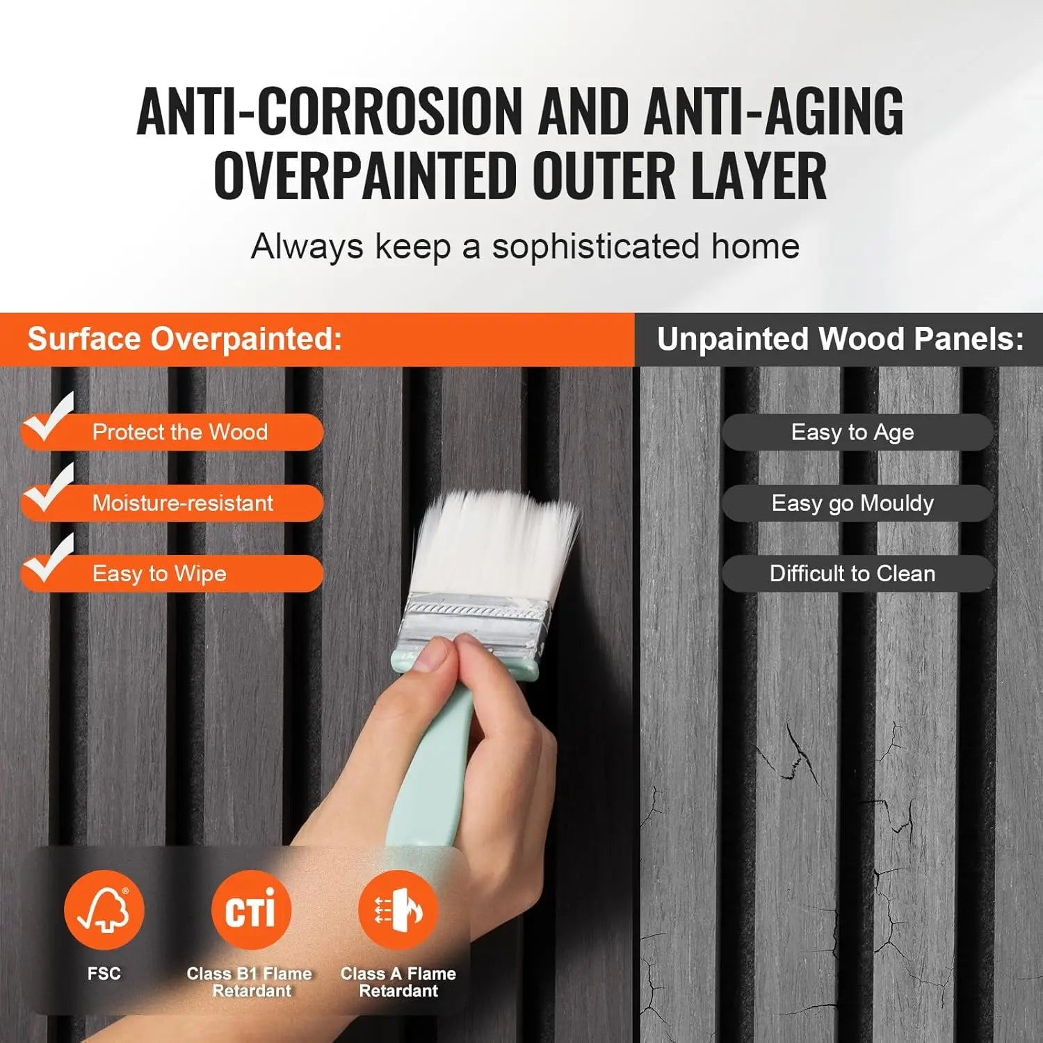 4-Piece Wood Slat Acoustic Panels, 7.9 x 94.5 Inches, MDF Decorative Wooden Wall Panels for Contemporary Interiors