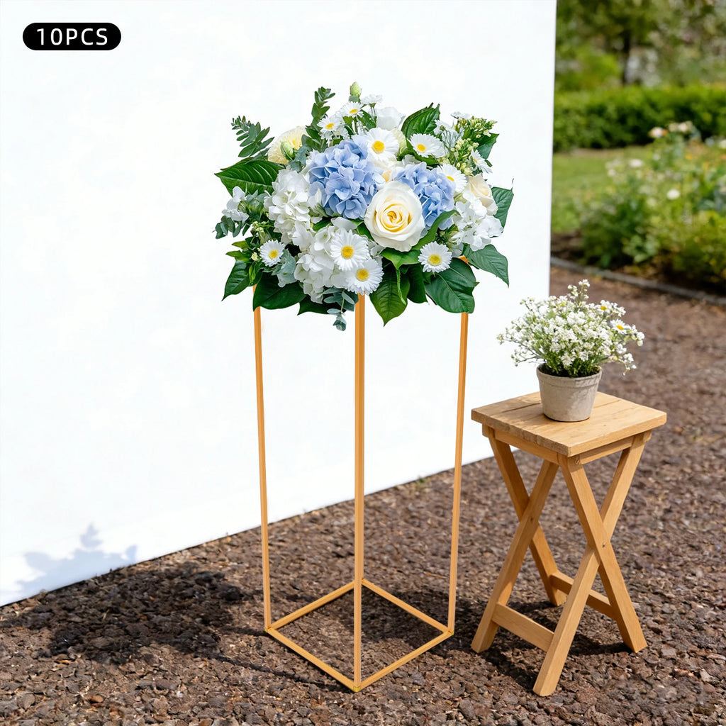 Geometric Iron Flower Display Rack 10Pcs, Freestanding Centerpiece Holder with Easy Assembly & Hollow Design, Versatile Decor for Anniversaries Events, Home Office Dessert Table Use