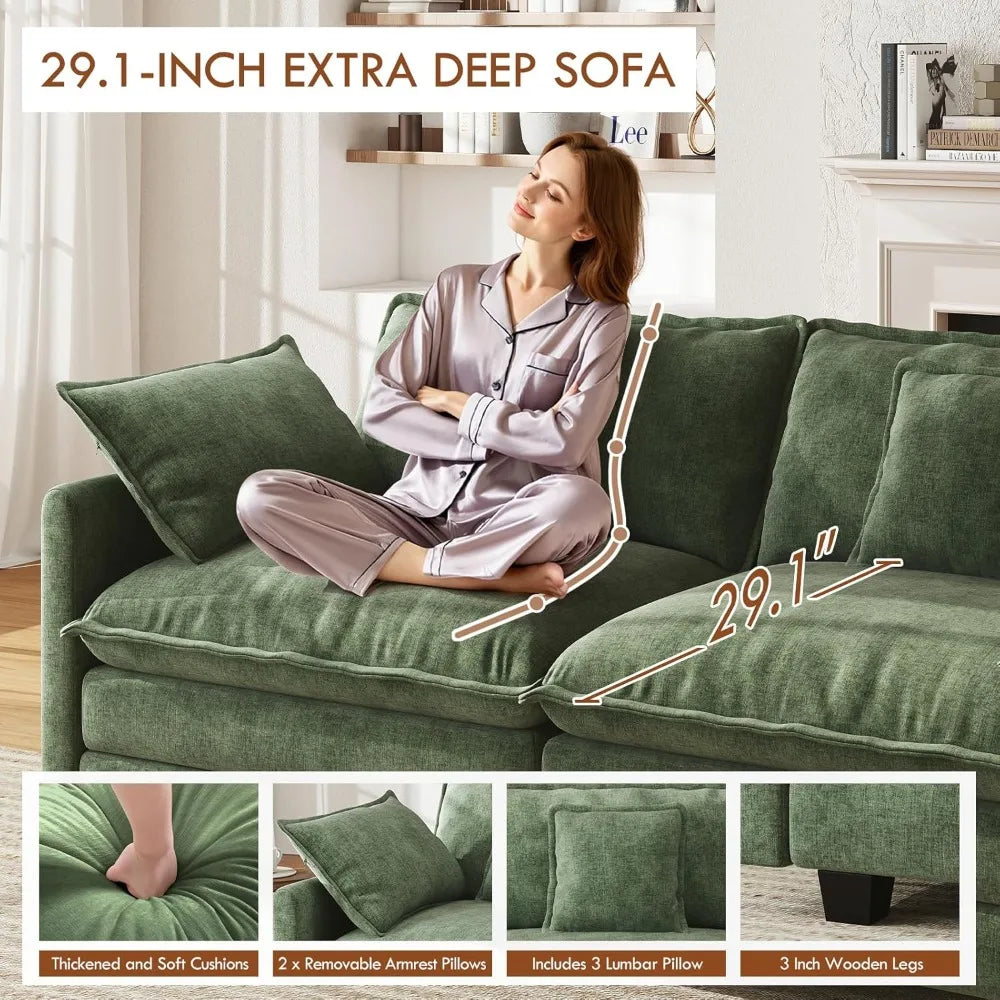 111.4” Modular Sectional Sofa, U Shape Cloud Couch , 2 Movable Ottomans, with Soft Pillows