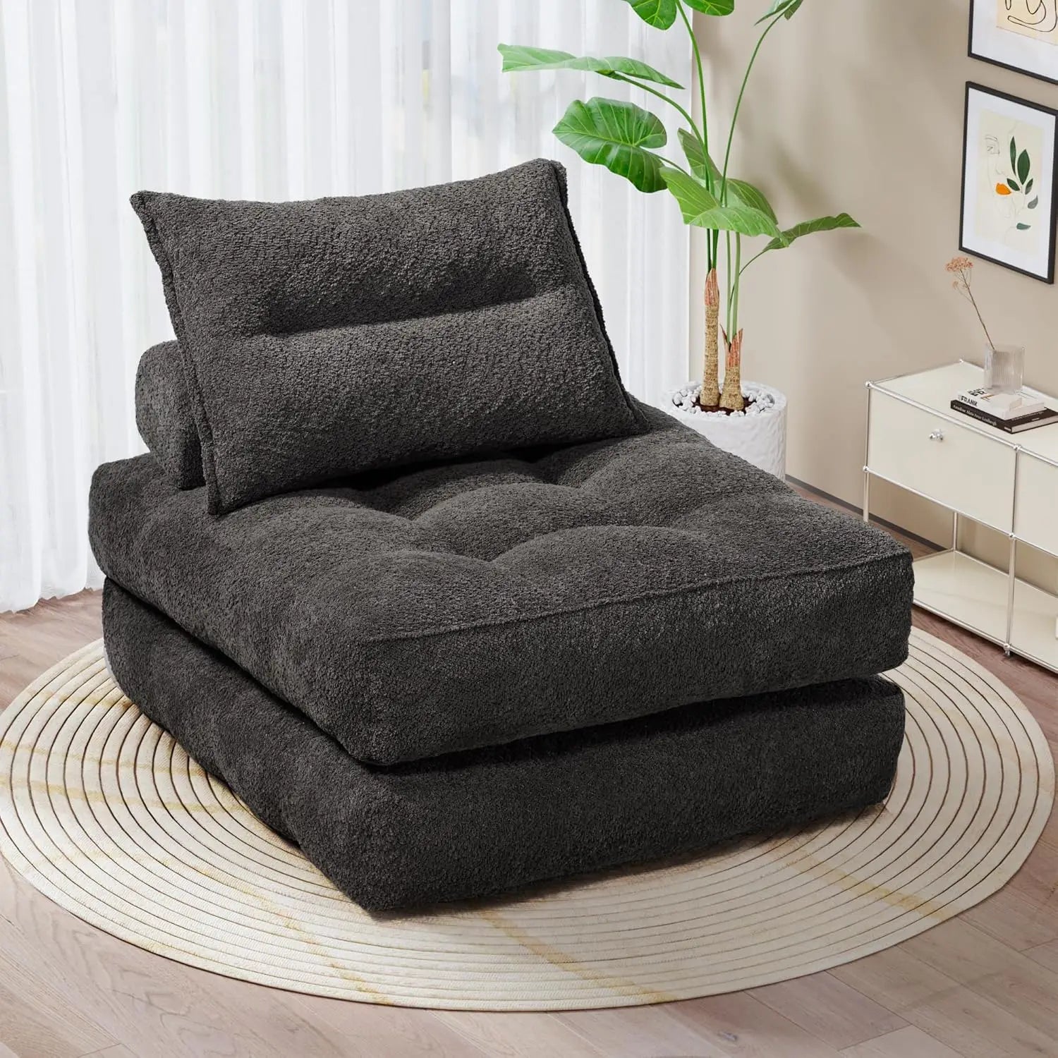 Folding Sofa Sleeper Chair for Living Room/Dorm/Office, Velvet Futon Couch, Lounge Sofa, Convertible