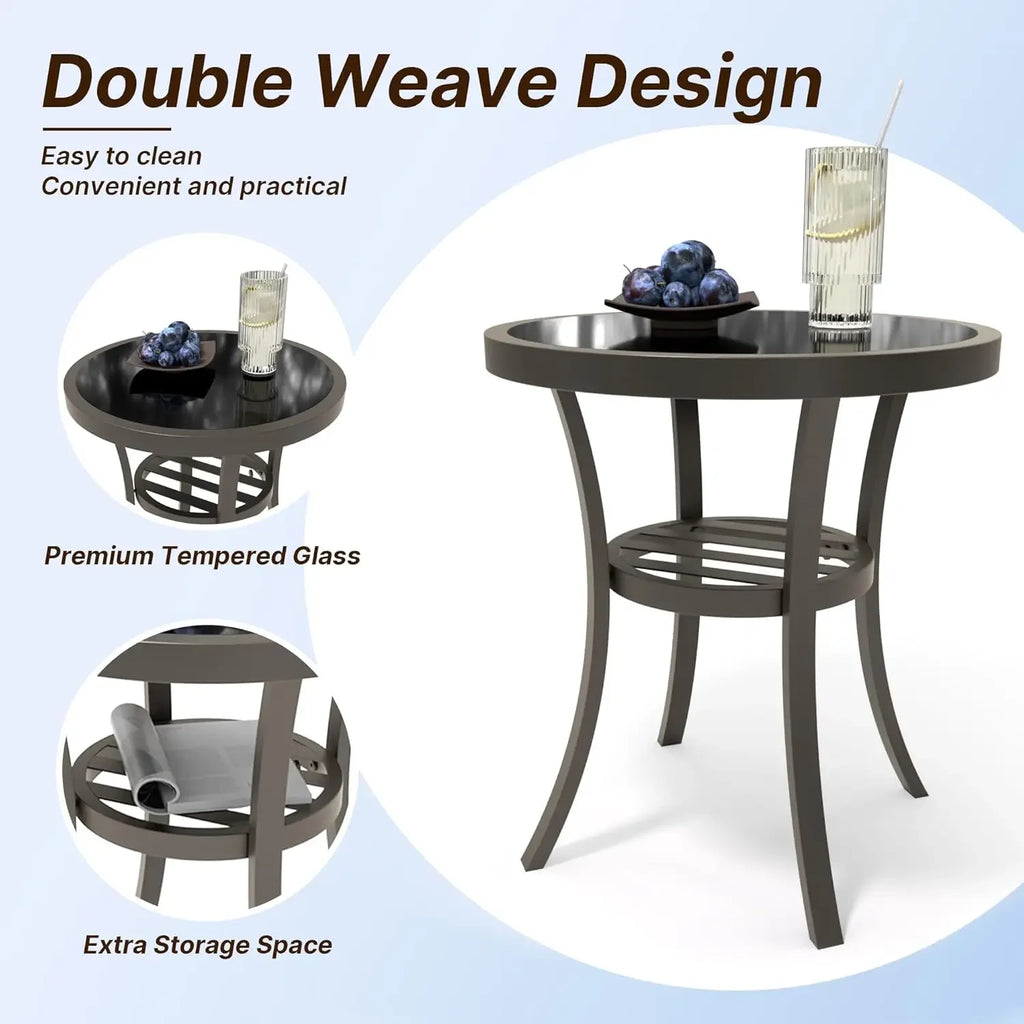 Aluminum Swivel Rocker Patio Chairs w/Thick Cushion, Rocking Chairs with Double Side Table for Balcony Porch/ Patio Pool,
