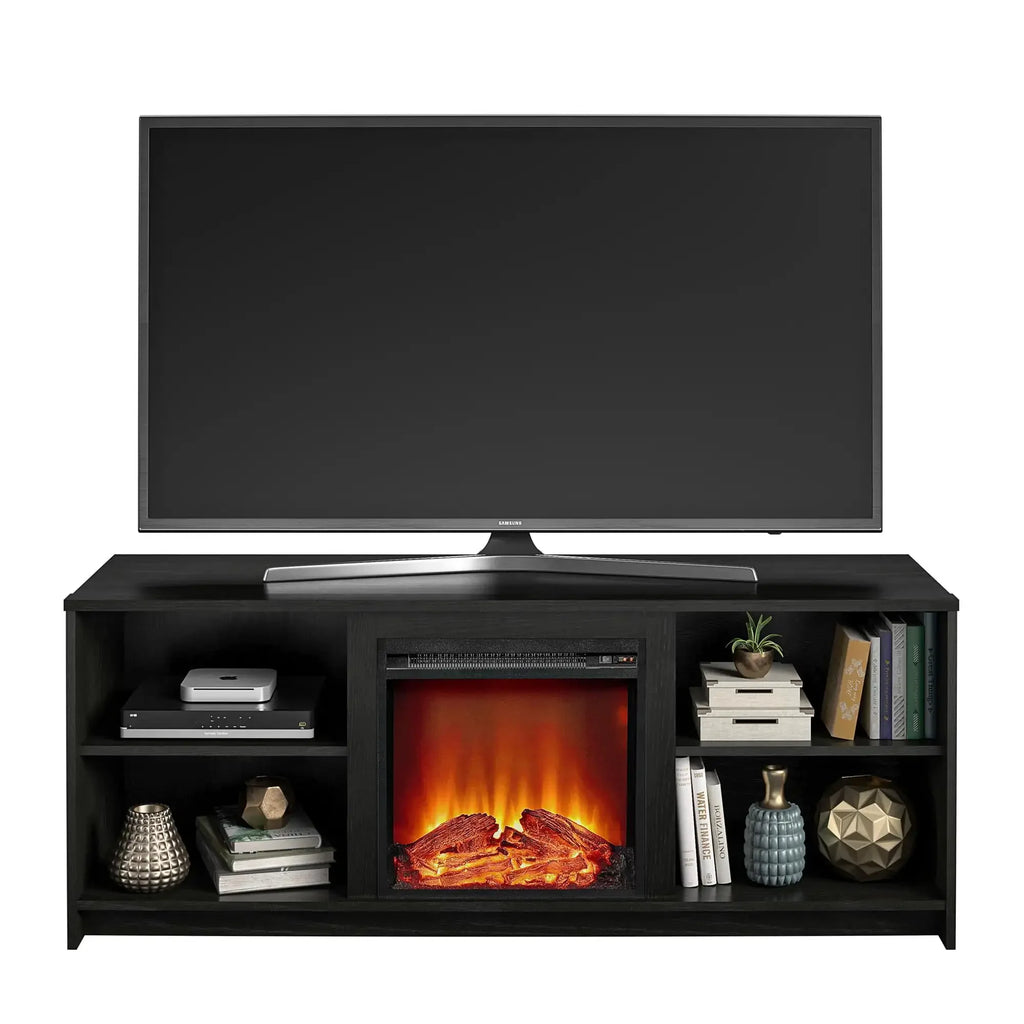 Fireplace TV Stand for TVs up to 65", Black Oak