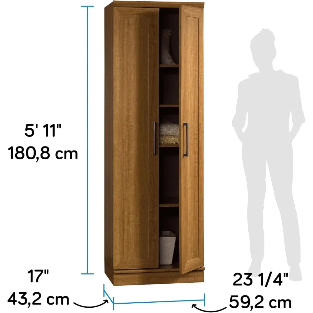 Sienna Oak Storage Pantry Cabinet, Dimensions: 23.25 Length x 17 Width x 71.18 Height