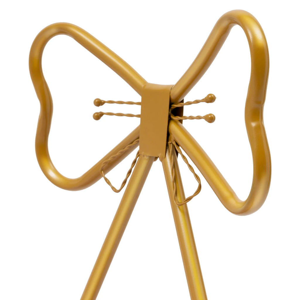 Elegant Pink Butterfly Backrest Chair with Soft Cushion, Iron Frame Dining Chair for Living Room Bedroom and Cafe Decor