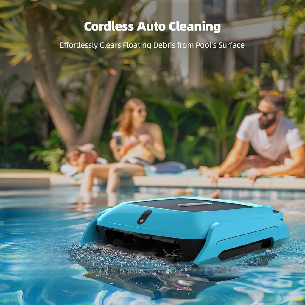 Solar Powered Pool Skimmer Robot: Automatic Pool Surface Skimmer Cleaner, Robotic Pool Skimmer/ Dual Charging Modes, Custom