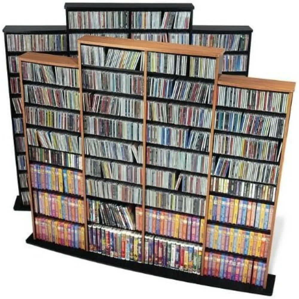 Black Tall 4-Column Media Storage Cabinet, 73.5 Wide