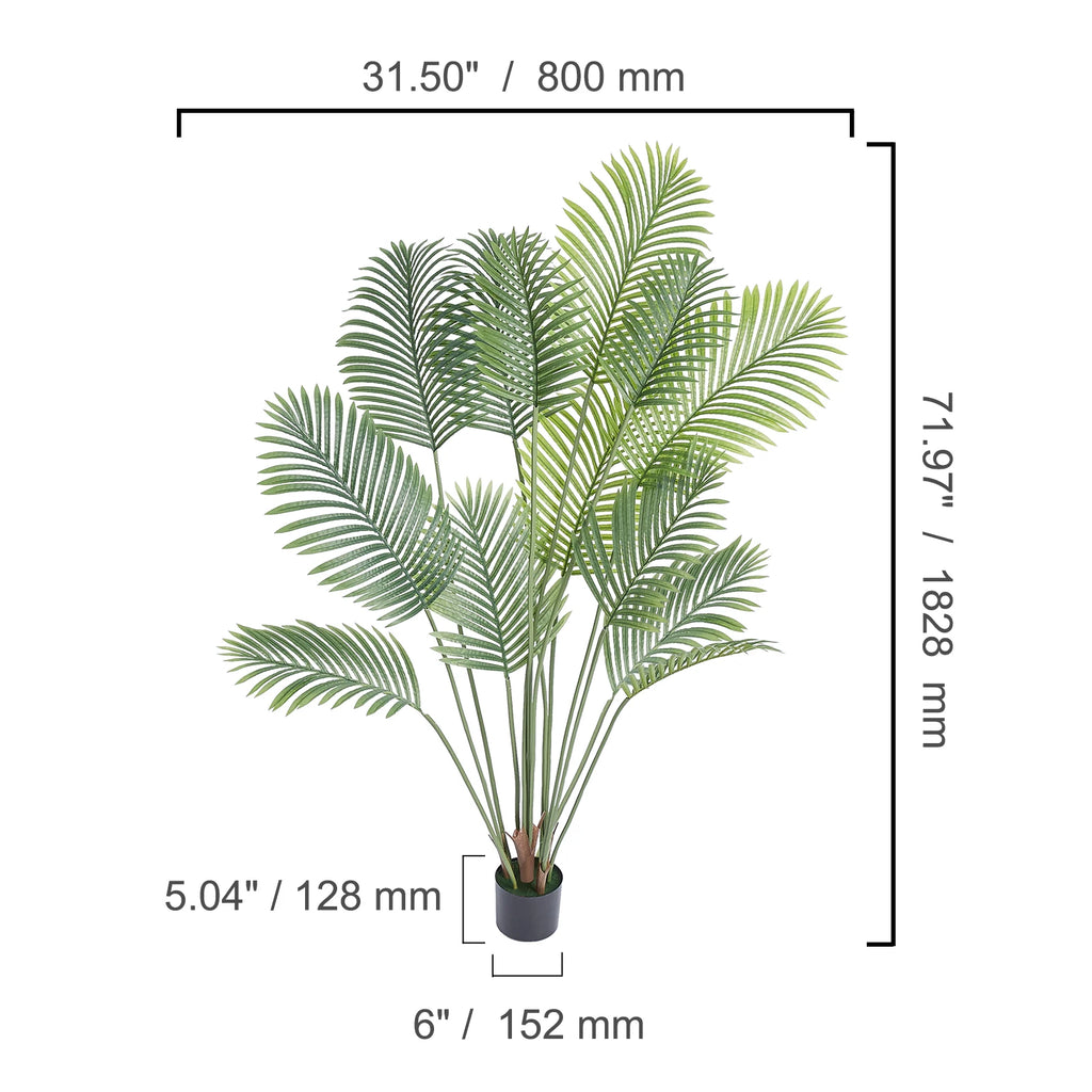Artificial Palm Tree 4/5/6 FT Faux Plant /Secure PE Material & Anti-Tip Tilt Protection/ Low-Maintenance Plant for Home