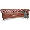 84" Leather Chesterfield Sofas and Chair for Living Room Furniture Sets
