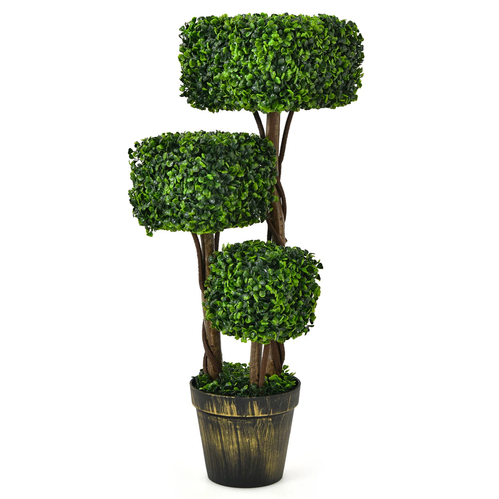 36" Artificial Boxwood Topiary Tree UV Protected Indoor/ Outdoor Decor