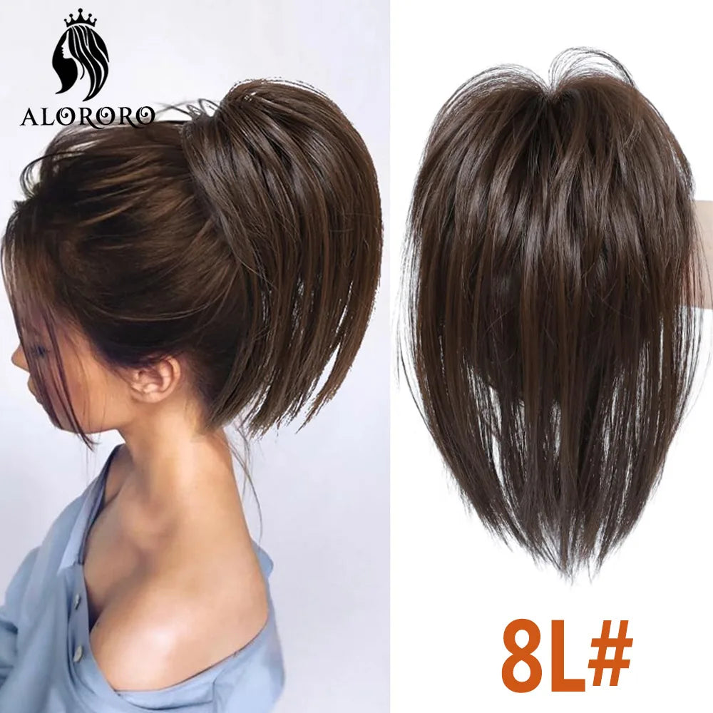 Synthetic Claw Clip Hair Bun Straight Chignon Bun Ponytail Hair Extensions Tousled Updo Hair Buns Claw Clip Ponytail Hairpice