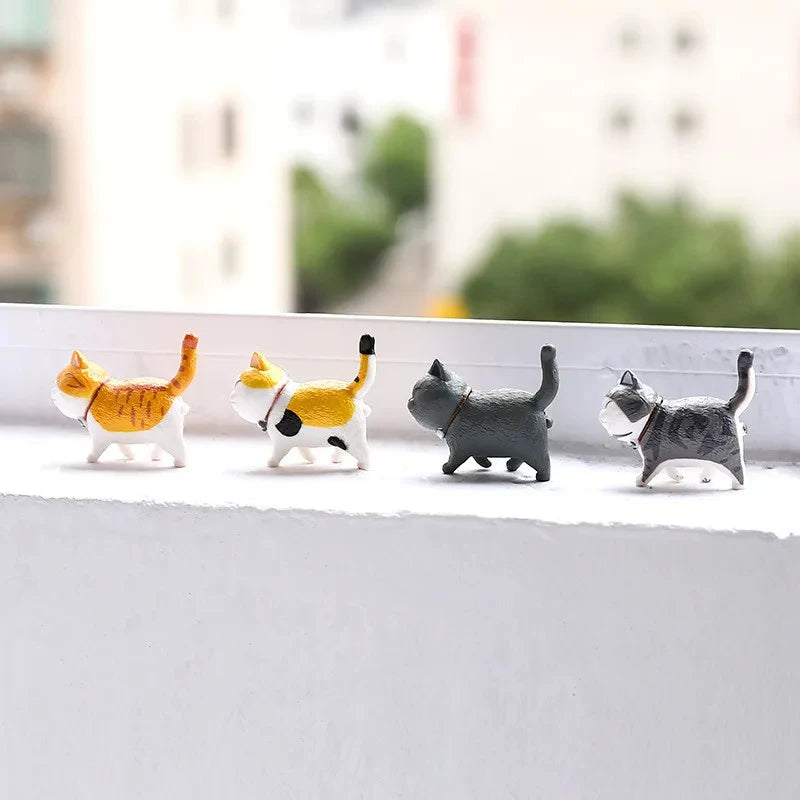 9pcs Cute Cat Ornaments Set, Kawaii Desktop Decor for Home Office, Mini Cat Figurines with Bell, Perfect Birthday Gift