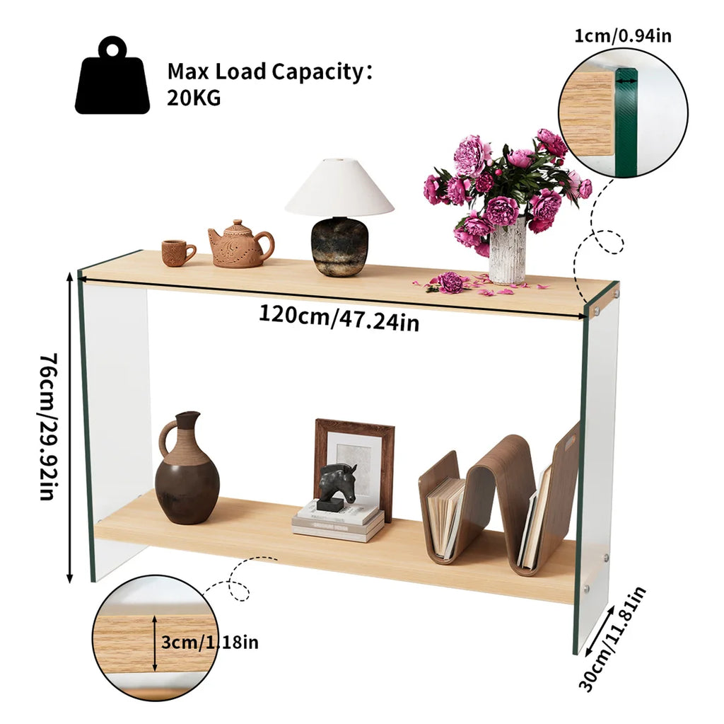 Modern Living Room Center Table 120x60cm Rectangle Wood Tabletop, Coffee Table, Tea Table with Tempered Glass Stand