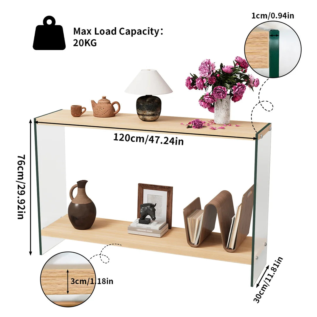 Modern Living Room Center Table 120x60cm Rectangle Wood Tabletop, Coffee Table, Tea Table with Tempered Glass Stand