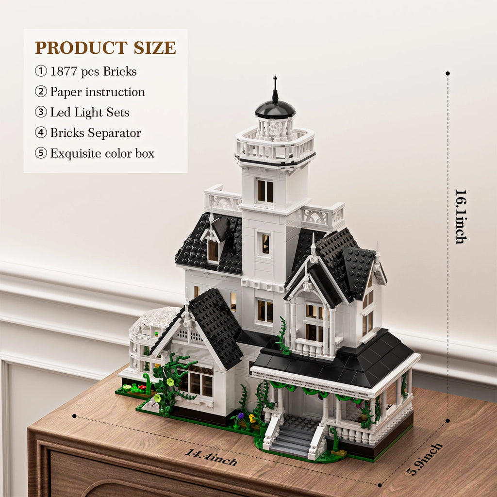 Magic House Building Set/ Home Decor with LED Light, Owens House Blocks/Model Room Decoration/Gift for Adults (1877PCS)