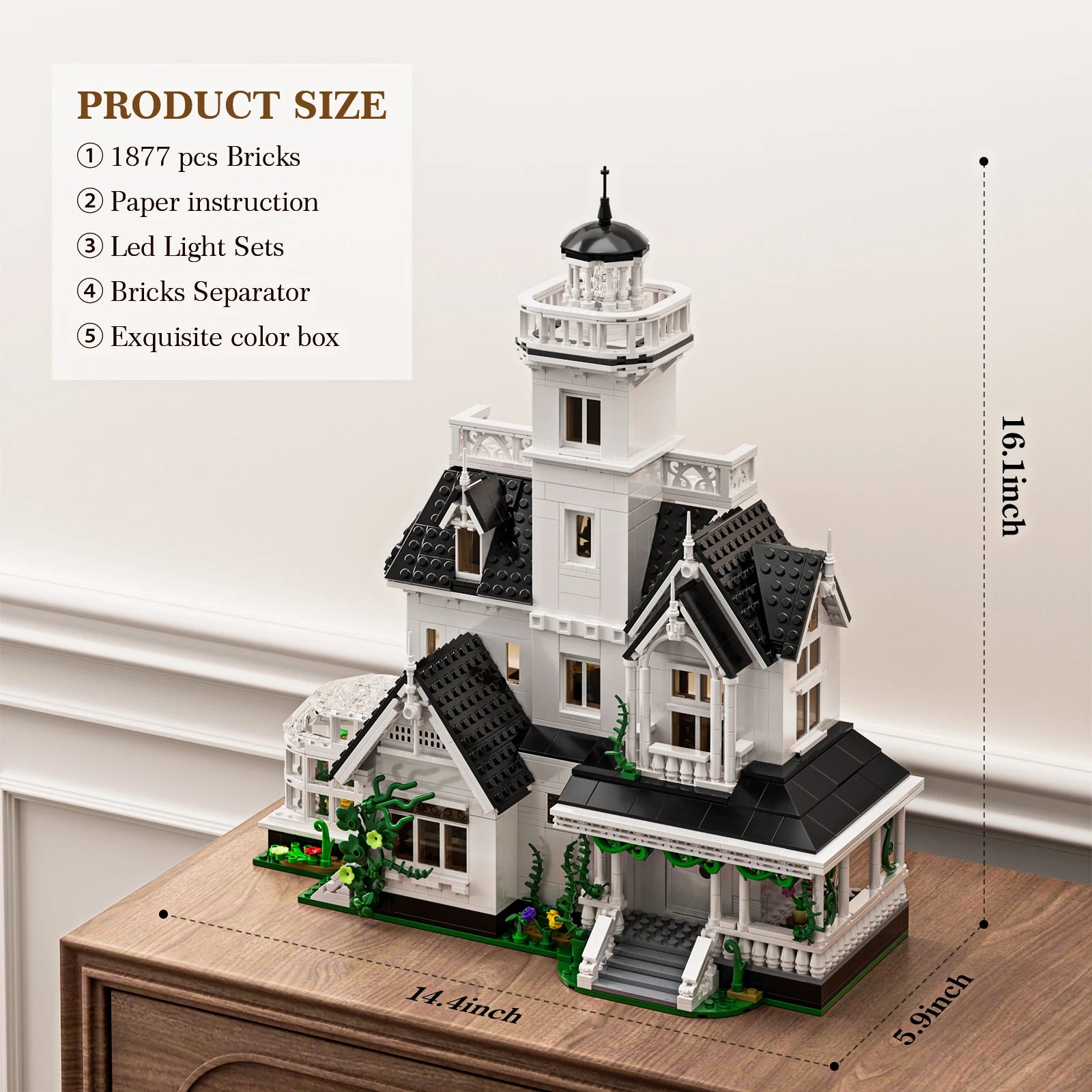 Magic House Building Set/ Home Decor with LED Light, Owens House Blocks/Model Room Decoration/Gift for Adults (1877PCS)