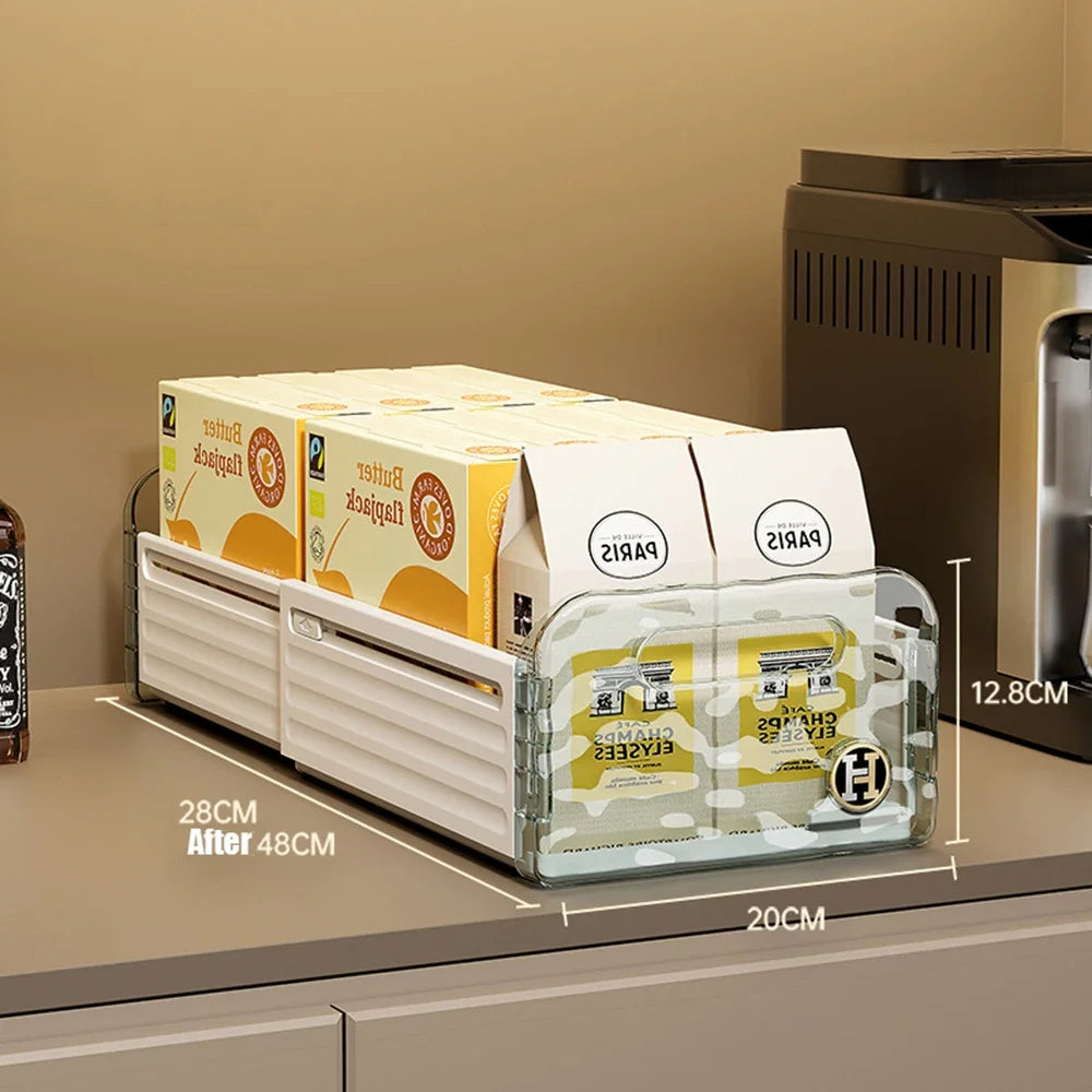 Kitchen Organizing Storage Box/ Simple Cabinet Retractable Storage Box/ Water Corrugated Drawer/ Desktop Snacks /Grocery Storage Box