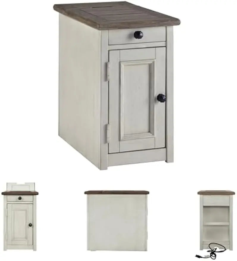 Ashley Furniture Signature Design-Bolanburg Chairside Chair Side End Table, 14"W x 24"D x 23"H, Whitewash