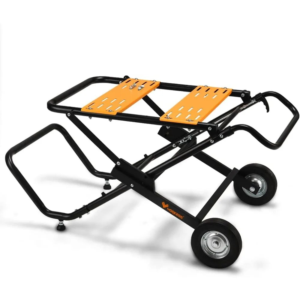 Portable Table Saw Stand, 330 LBS Load Capacity Rolling Foldable Table Saw Table with 8 Inch Wheels, Heavy Duty Construction