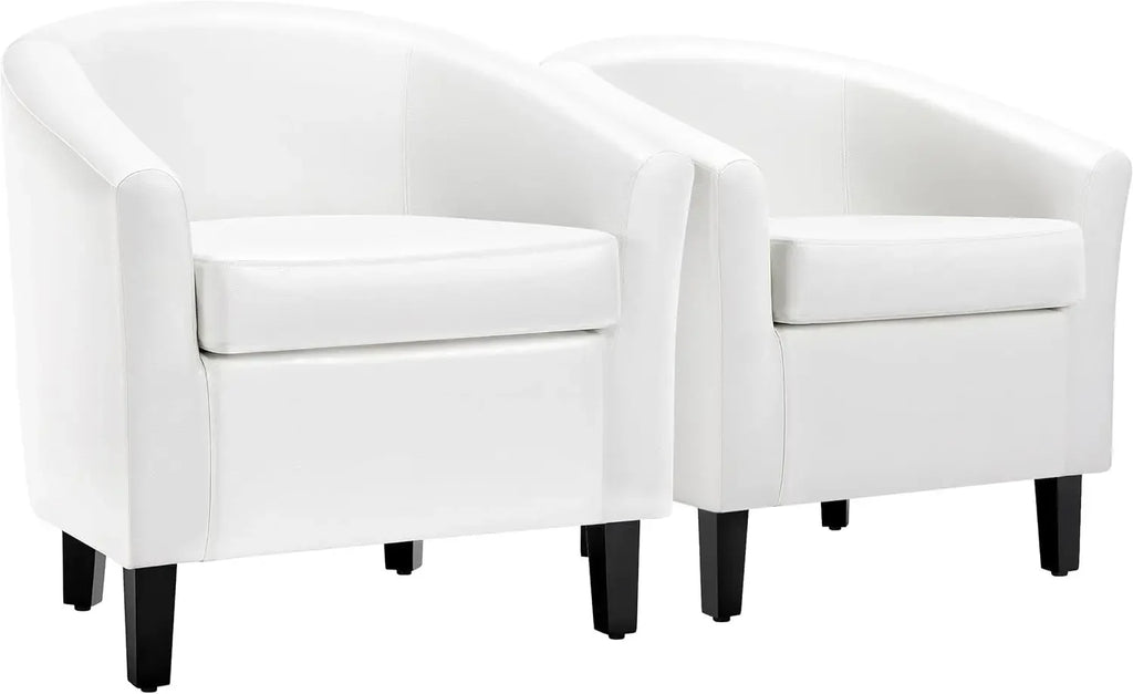 Barrel Chairs Set of 2, Faux Leather Club Chairs,PU Leather Accent Chairs, Waiting Room Chair with Soft Padded Seat for Bedroom