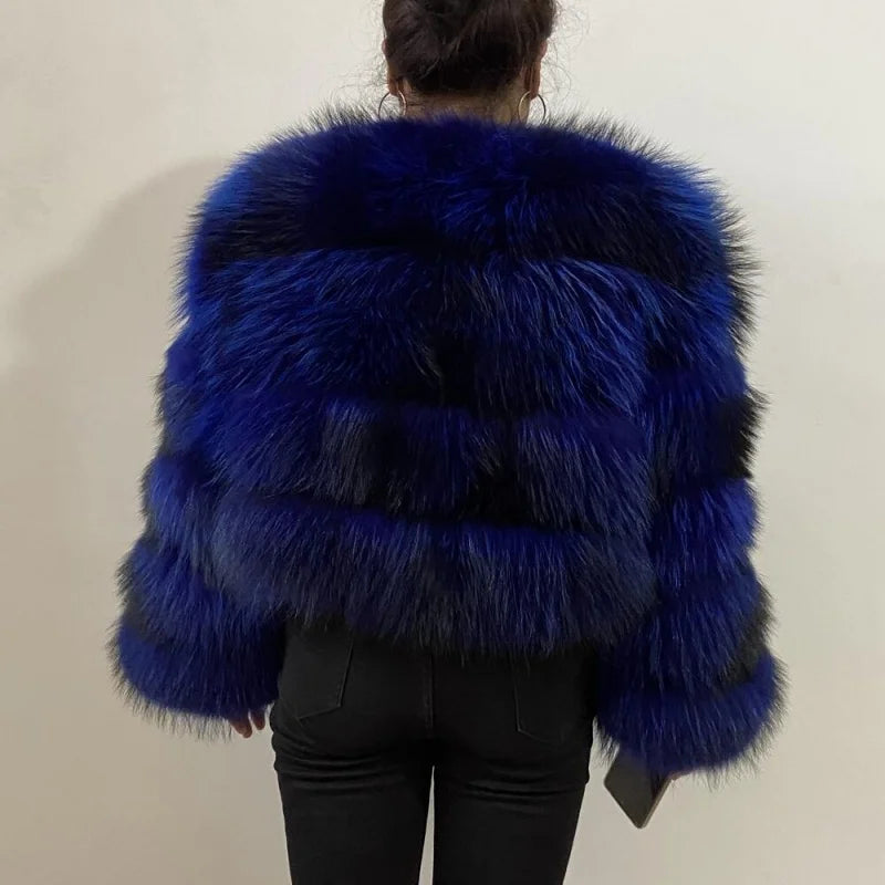 BEIZIRU Women's Real Raccoon Fur Coat Winter Long Sleeve Hooded Jacket with Turndown Collar/ Natural Luxury /Thick Top