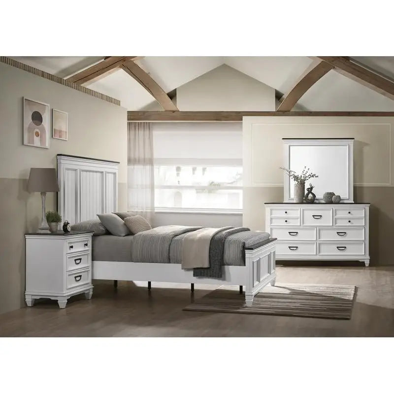 Shiplap Panel Queen Bed Set with Dresser, Mirror, and 2 Nightstands