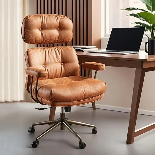 Ergonomic Home Office Chair, Faux Leather with Thickened Cushions, Comfy High Back/Swivel Rolling Executive Chair