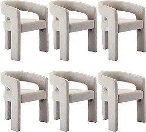 Set of 6 Modern PU Leather Upholstered Dining Chairs with Open-Back, Accent Chairs for Any Room