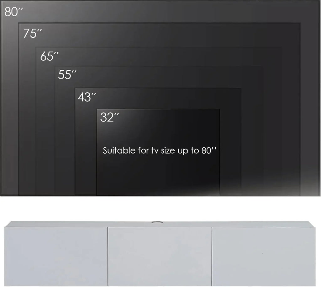 White Floating TV Stand, TV Stand up to 75 Inch TV, Floating TV Stand Wall Mounted, Floating Entertainment Center