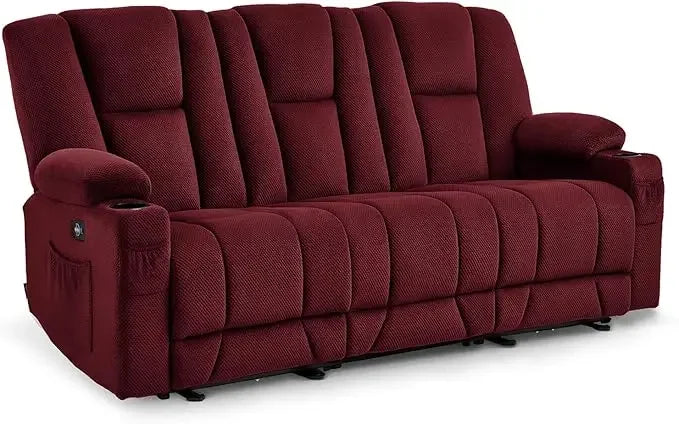 "3-seater zero gravity reclining sofa with heat and vibration massage, usb ports and cup holders for living room"