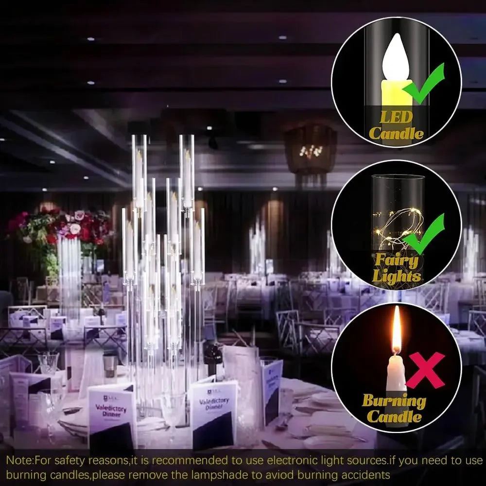 10Pcs Acrylic Candelabra 10 Arm Clear Candle Holder Wedding Table Centerpiece/ Home Decoration