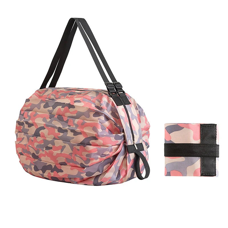 Foldable Storage Bag With Handle/ Portable Travel Camouflage Handbags/ Large Capacity Shopping Bag