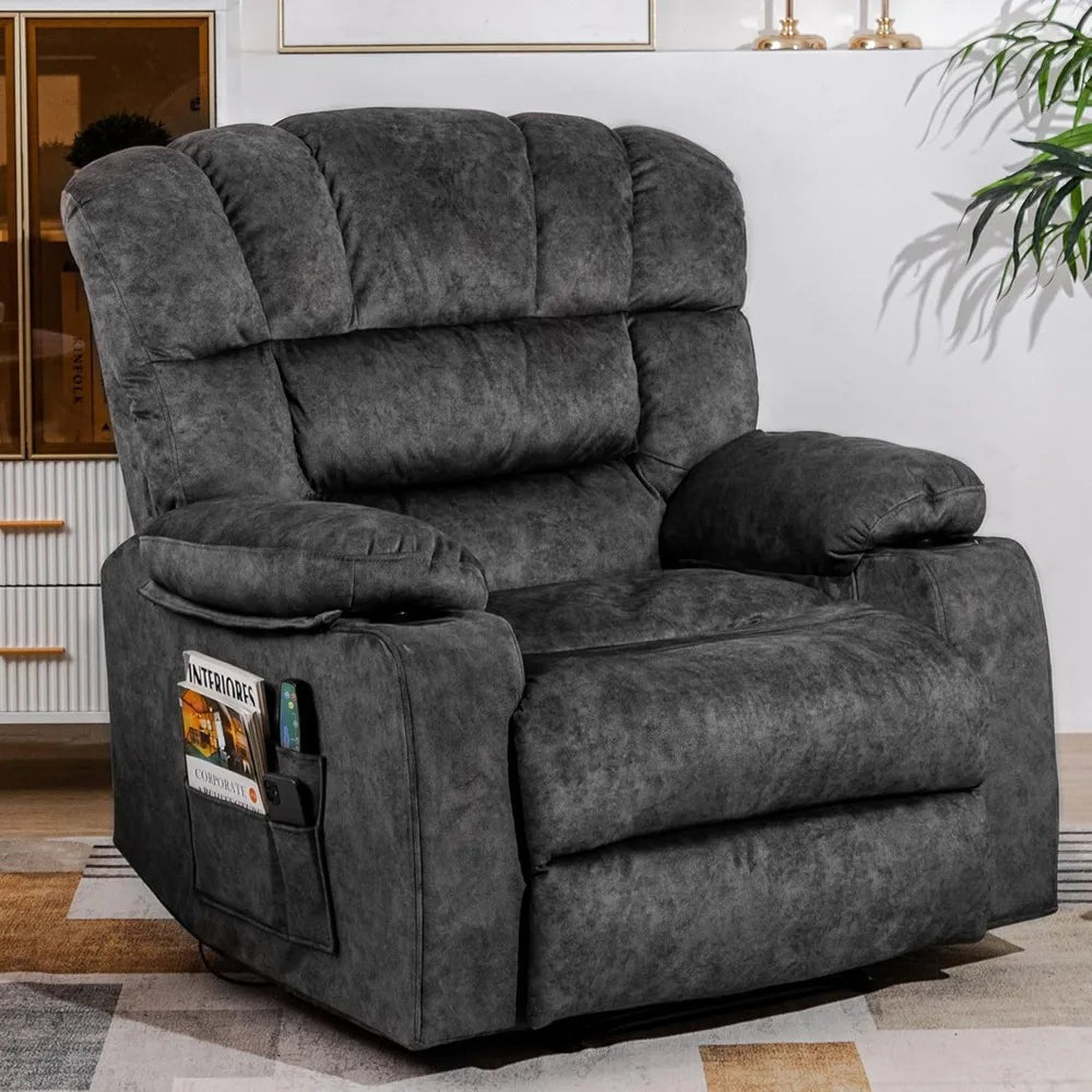 The New-Recliner Chair Modern Ergonomic Lounge Single Sofa Seat Living Room Gravity Recliners Foam Filling 2 Cup