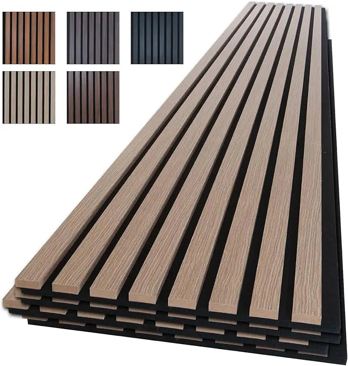 Wood Panels for Wall, 4-Piece 96" x 12.6" Soundproof Wood Slat Wall Panel for Interior Wall Decor Noise Cancelling