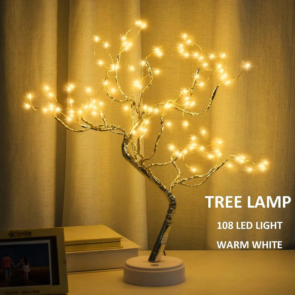 20" 108 LED Tabletop Bonsai Tree Light, DIY Artificial Tree Lamp with USB/Battery, Aesthetic Home Decor for Living Room/ Bedroom