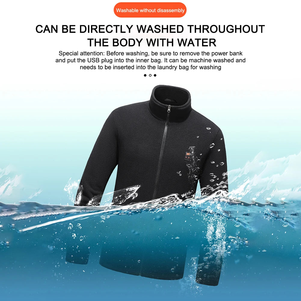 9 Heated Area Intelligent Heating Coat/ USB Charging Heating Jacket/ 3 Gear Temperature Heated Insulated Jackets for Hiking-Skiing