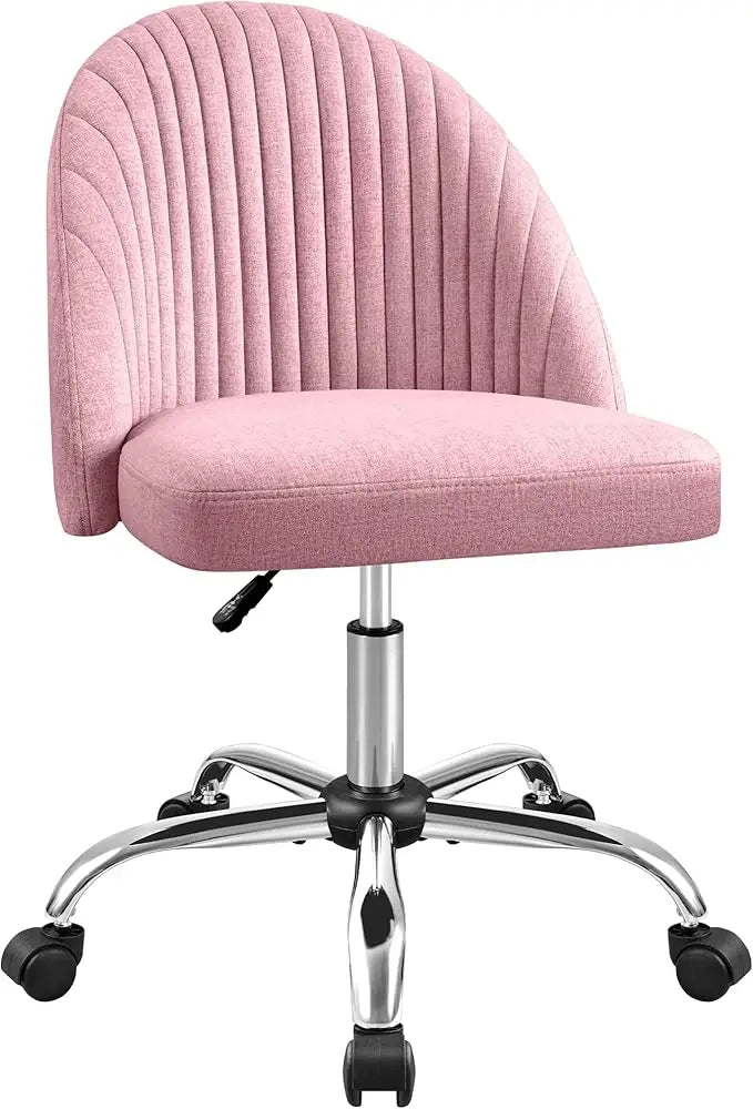Office Chair, Armless Desk Chair, Modern Adjustable Swivel Padded Fabric Vanity Task/ Computer Chair Home Office