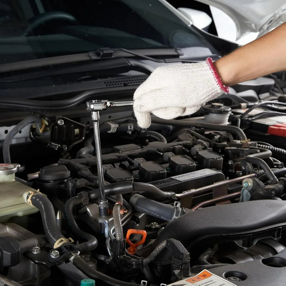 Complete 450-Piece Mechanics Tool Kit with 1/4, 3/8, and 1/2 Drive Deep and Standard Sockets in SAE and Metric