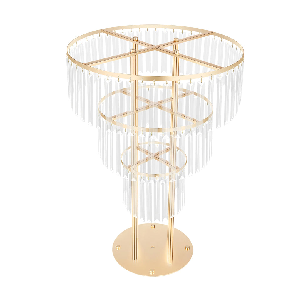 3 Tiers Crystal Wedding Flower Stand 50*90cm,Centerpieces Vases with Clear Crystal Pendants,for Wedding Events/Birthday Party/ Home Decor