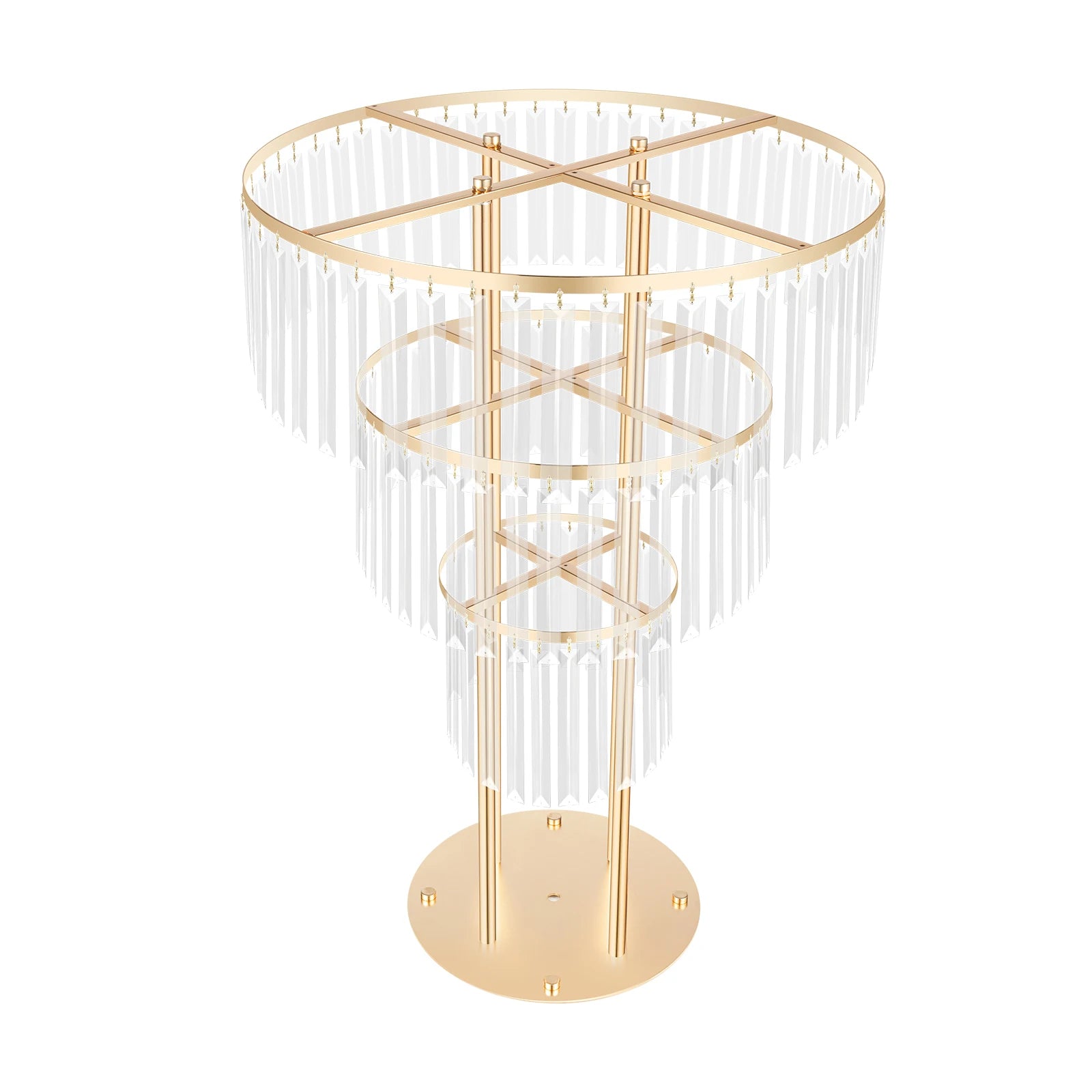 3 Tiers Crystal Wedding Flower Stand 50*90cm,Centerpieces Vases with Clear Crystal Pendants,for Wedding Events/Birthday Party/ Home Decor